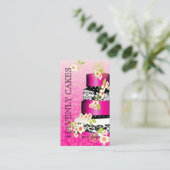 Roze / Chocolade Weddenskap/Bakkerij/pâtisserie Visitekaartje (Staand voorkant)