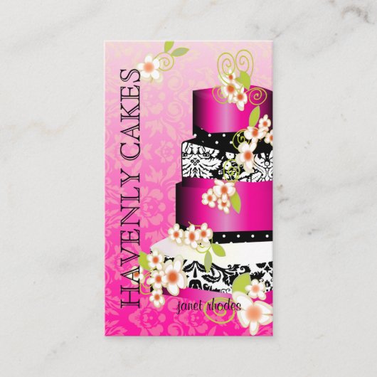 Roze / Chocolade Weddenskap/Bakkerij/pâtisserie Visitekaartje (Voorkant)