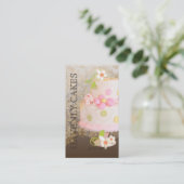 Roze / Chocolade Weddenskap/Bakkerij/pâtisserie Visitekaartje (Staand voorkant)
