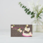 Roze / Chocolade Weddenskap/Bakkerij/pâtisserie Visitekaartje (Staand voorkant)