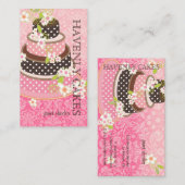 Roze / Chocolade Weddenskap/Bakkerij/pâtisserie Visitekaartje (Voorkant / Achterkant)