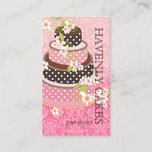 Roze / Chocolade Weddenskap/Bakkerij/pâtisserie Visitekaartje (Voorkant)