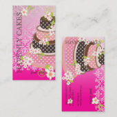 Roze / Chocolade Weddenskap/Bakkerij/pâtisserie Visitekaartje (Voorkant / Achterkant)