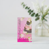 Roze / Chocolade Weddenskap/Bakkerij/pâtisserie Visitekaartje (Staand voorkant)