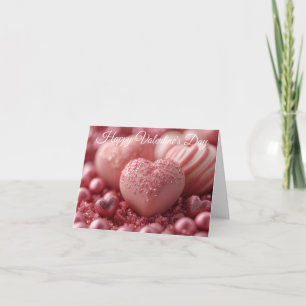 Roze Chocoladeharten Valentijns Groet Feestdagen Kaart