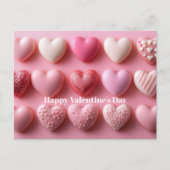 Roze chocoladeharten Valentijnsdag kaart (Voorkant)