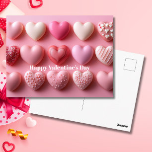 Roze chocoladeharten Valentijnsdag kaart