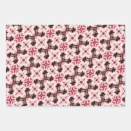 Roze & Chocoladepatroon Inpakpapier Vel (Voorkant)