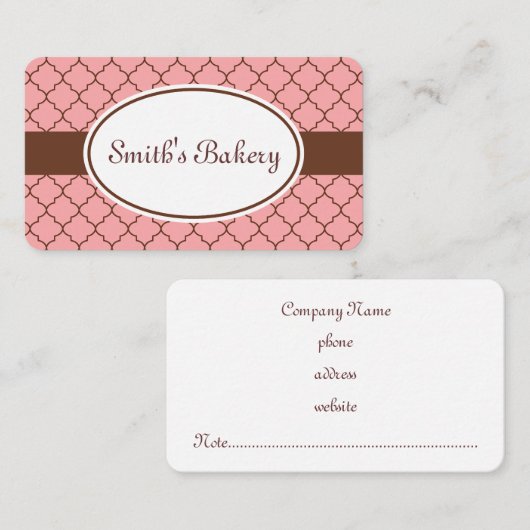 Roze Chocoladepatroon Visitekaartje (Voorkant / Achterkant)