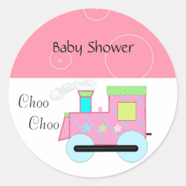 Roze Choo Baby shower Ronde Sticker