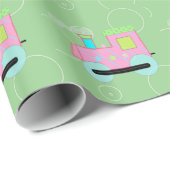 Roze Choo Choo-trein Cadeaupapier (Rol Hoek)