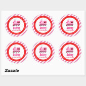 Roze Choo Train Birthday Baby shower Ronde Sticker (Vel)