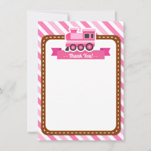 Roze Choo Train Dank u opmerkingen Bedankkaart
