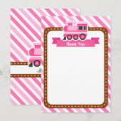 Roze Choo Train Dank u opmerkingen Bedankkaart (Voorkant / Achterkant)