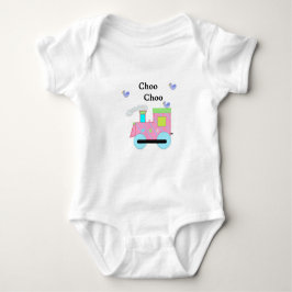 Roze Choo-trein met blauwe vogels Romper