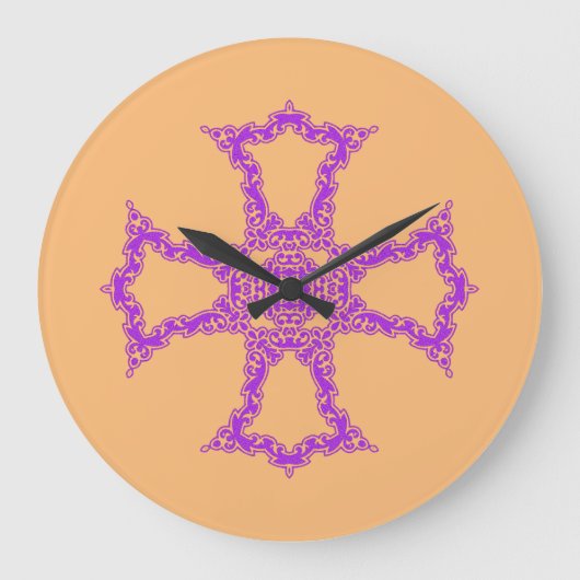 Roze christelijk kruis grote klok (Voorkant)