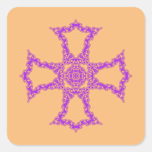 Roze Christelijk Kruis Modern Esthetisch Kunst Vierkante Sticker
