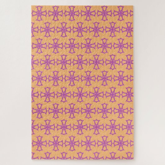Roze Christelijk Kruis Modern Esthetische Kunst Legpuzzel (Verticaal)