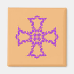 Roze Christelijk Kruis Modern Esthetische Kunst Magneet