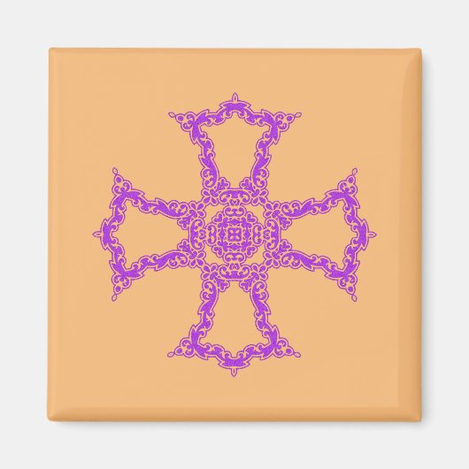 Roze Christelijk Kruis Modern Esthetische Kunst Magneet (Voorkant)