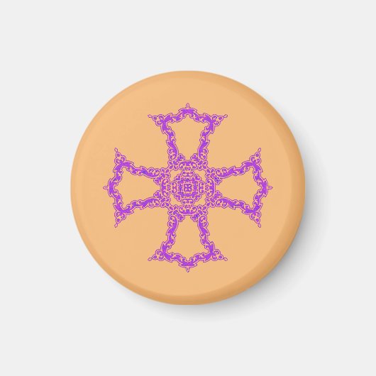 Roze Christelijk Kruis Modern Esthetische Kunst Magneet (Voorkant)