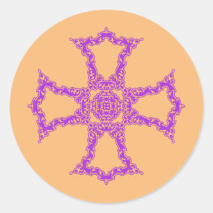 Roze Christelijk Kruis Modern Esthetische Kunst Ronde Sticker