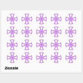 Roze Christelijk Kruis Modern Esthetische Kunst Ronde Sticker (Vel)
