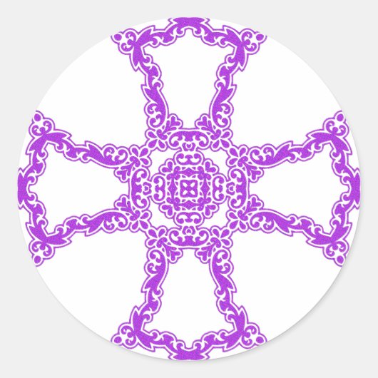 Roze Christelijk Kruis Modern Esthetische Kunst Ronde Sticker (Voorkant)