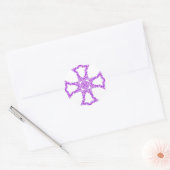 Roze Christelijk Kruis Modern Esthetische Kunst Ronde Sticker (Envelop)