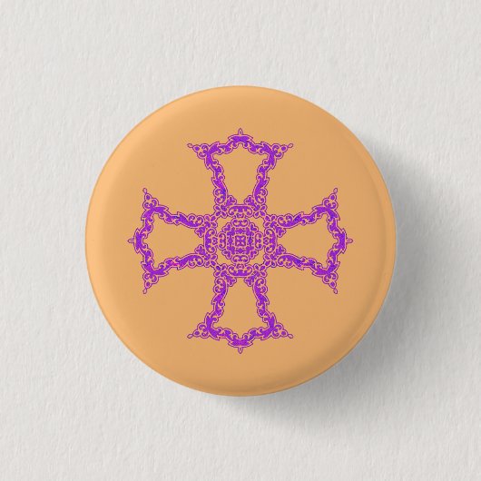Roze christelijk kruis ronde button 3,2 cm (Voorkant)