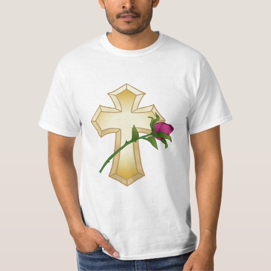 Roze Christelijk Kruis T-shirt (Voorkant)