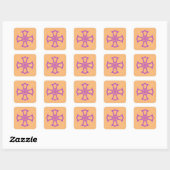 Roze christelijk kruis vierkante sticker (Vel)