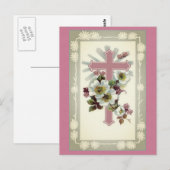 Roze Christelijk kruisBriefkaart Briefkaart (Voorkant / Achterkant)
