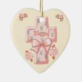 Roze, Christelijk kruishart ornament (Rechts)