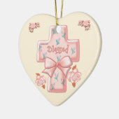 Roze, Christelijk kruishart ornament (Links)