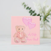 Roze Christelijk Religieus Baby shower Uitnodiging (Staand voorkant)