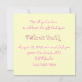 Roze Christelijk Religieus Baby shower Uitnodiging (Achterkant)