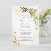 Roze Christelijke bruiloft met botanische tuin Kaart (Staand voorkant)