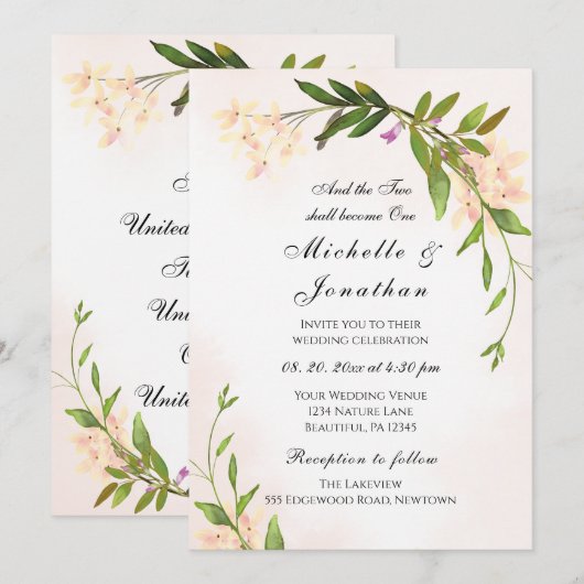 Roze Christelijke bruiloft met botanische tuin Kaart (Voorkant / Achterkant)