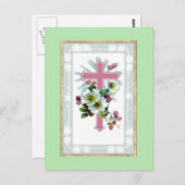 Roze Christelijke kruis Briefkaart (Voorkant / Achterkant)