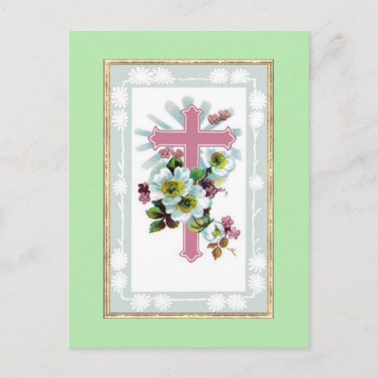 Roze Christelijke kruis Briefkaart (Voorkant)