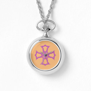 Roze Christelijke kruis Horloge