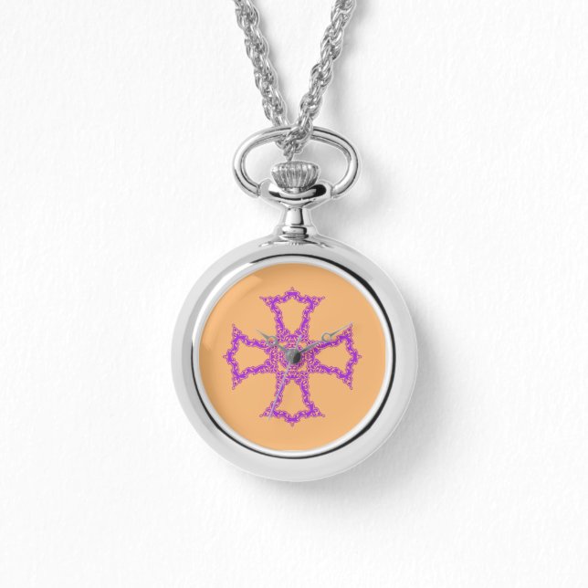 Roze Christelijke kruis Horloge (Voorkant)
