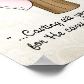 Roze Christelijke Kruis met lint en druk op de scr Poster (Hoek)