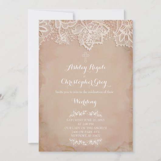 roze Christelijke uitnodiging tot huwelijk (Voorkant)