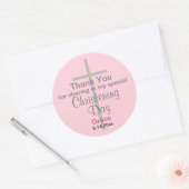 Roze Christening Daughter Hartelijk dank Ronde Sticker (Envelop)