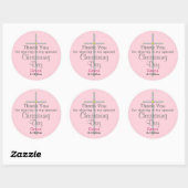 Roze Christening Daughter Hartelijk dank Ronde Sticker (Vel)