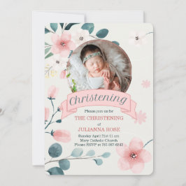 Roze Christening voor Baby Girl Peach Blossom Kaart