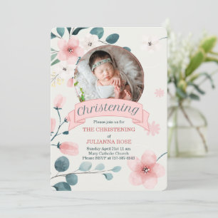 Roze Christening voor Baby Girl Peach Blossom Kaart