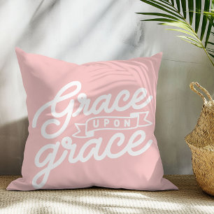 Roze 'Christian Grace upon grace' kussensloop Kussen